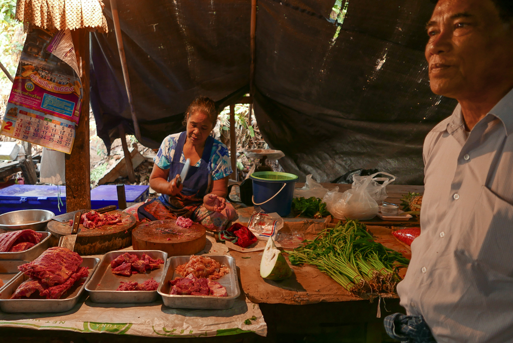 Meat sellers at the Mon morning market, Sangkhlaburi, Thailand (photo by Irina Stelea)