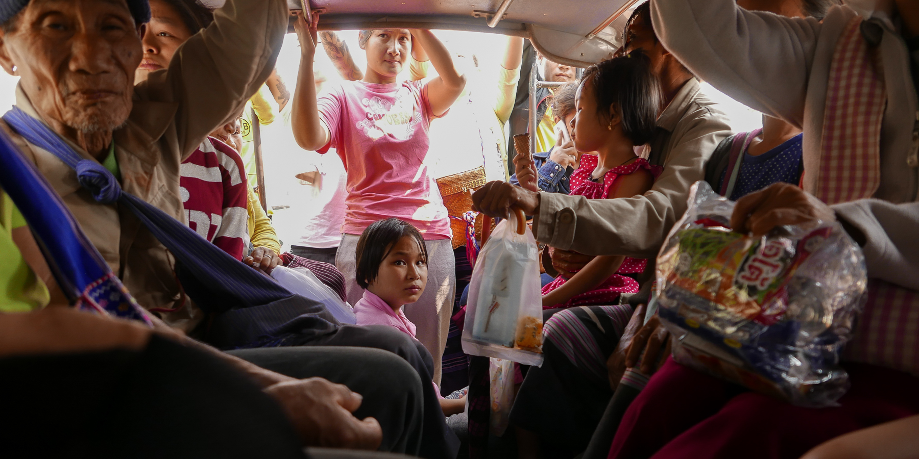 Passengers of a songthaew to Umphang, Death Highway, Northern Thailand (photo by Irina Stelea)